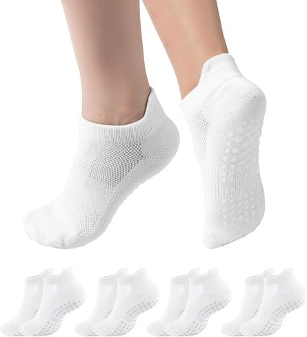 4 أزواج من جوارب البيلاتيس غير القابلة للانزلاق للنساء من جوارب اليوغا مع مقابض للتمرين in Kuwait