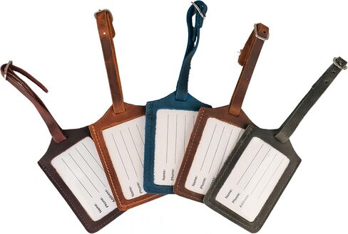Personalized Leather Luggage Tags for Suitcases, Handmade Travel Essentials Luggage Tag, Olive (4.3 x 2.75 inches) in Saudi Arabia