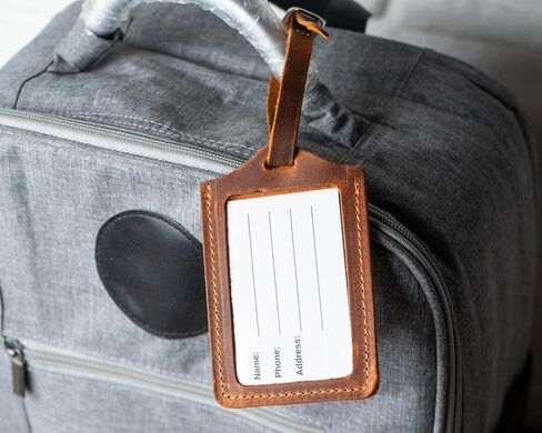 Personalized Leather Luggage Tags for Suitcases, Handmade Travel Essentials Luggage Tag, Olive (4.3 x 2.75 inches) in Saudi Arabia