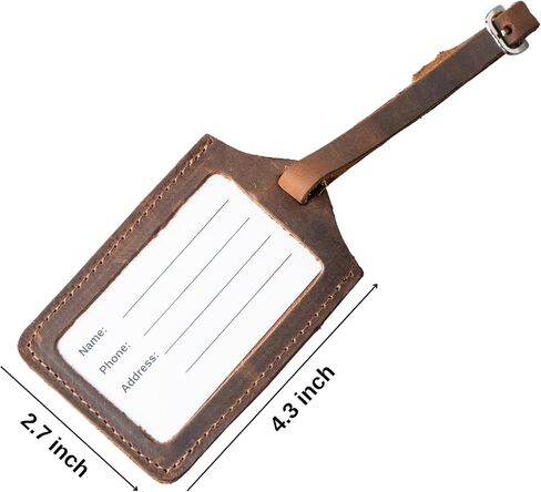 Personalized Leather Luggage Tags for Suitcases, Handmade Travel Essentials Luggage Tag, Olive (4.3 x 2.75 inches) in Saudi Arabia