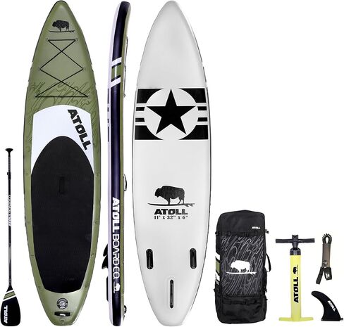 Atoll Inflatable Paddle Board with Premium SUP Stand Up Paddle Board Accessories & Back Pack, Non-Slip Comfort Deck for Unisex Adult in Kuwait