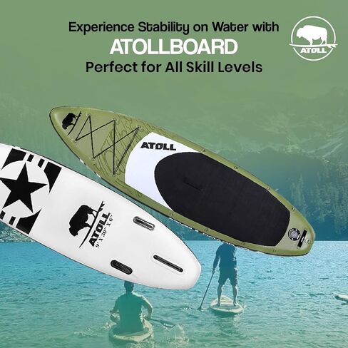 Atoll Inflatable Paddle Board with Premium SUP Stand Up Paddle Board Accessories & Back Pack, Non-Slip Comfort Deck for Unisex Adult in Kuwait