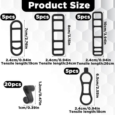 40 PCS Silicone Bike Flashlight Mount Rubber Straps with Hooks, Bike Light Mount Silicone Rubber Bands, Black Bicycle Light Strap Replacement for Most Bicycle Lights Sets,4 Styles in Saudi Arabia
