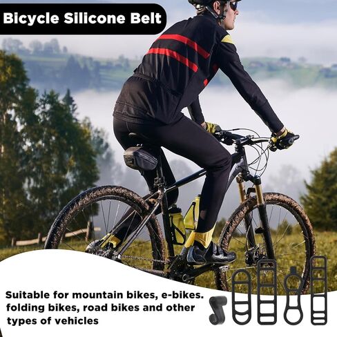 40 PCS Silicone Bike Flashlight Mount Rubber Straps with Hooks, Bike Light Mount Silicone Rubber Bands, Black Bicycle Light Strap Replacement for Most Bicycle Lights Sets,4 Styles in Saudi Arabia