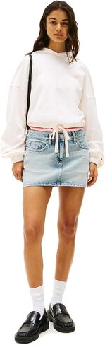 Tommy Jeans Women's Medium Weight Cropped Hoodies with Front Tie Detail in Kuwait