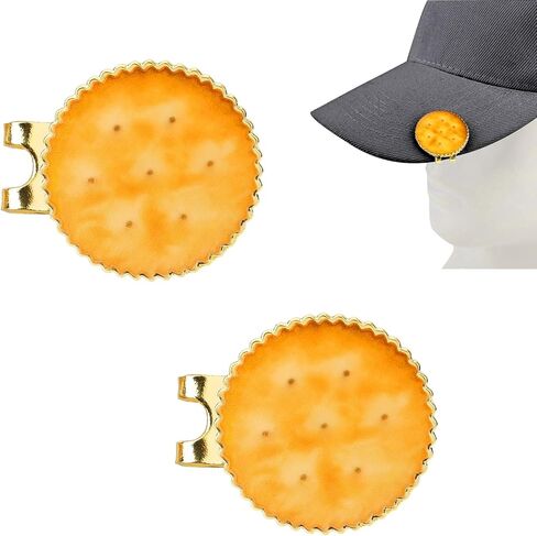 2pcs Cracker Golf Ball Marker with Hat Clip Set, Funny Cookie Magnetic Ball Marker Hat Clip Premium Golf Accessories for Men Women Golfers in Saudi Arabia