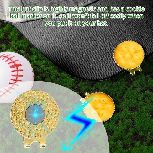2pcs Cracker Golf Ball Marker with Hat Clip Set, Funny Cookie Magnetic Ball Marker Hat Clip Premium Golf Accessories for Men Women Golfers in Saudi Arabia