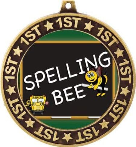 Spelling Bee ميدالية المركز الأول للمحيط الذهبي، جوائز تهجئة مقاس 2.75 بوصة، جوائز ميدالية كأس التهجئة للأطفال Prime in Saudi Arabia