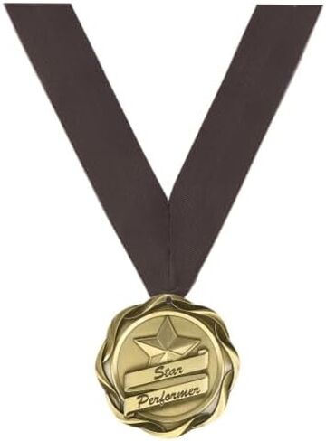 جوائز Decade Awards وسام النجمة - ميدالية جائزة النجمة الذهبية مع شريط - ميدالية منقوشة مخصصة لتقدير الموظفين، وعروض المواهب، والأحداث المدرسية - قم بالتخصيص الآن (3 بوصة) in Kuwait