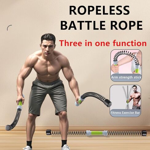 3 في 1 حبال معركة بدون حبال للمنزل، حبل تدريب HIIT محمول للتمرين، حبال معركة مرجحة لتدريب القلب منخفض التأثير (قطعتان) in Kuwait