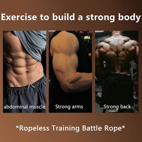 3 في 1 حبال معركة بدون حبال للمنزل، حبل تدريب HIIT محمول للتمرين، حبال معركة مرجحة لتدريب القلب منخفض التأثير (قطعتان) in Kuwait