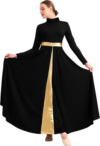 فستان رقص مدح للنساء فستان طويل للعبادة، ملابس رقص طقوسية تناسب زي الكنيسة بطول كامل in Kuwait