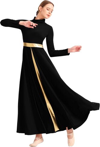 فستان رقص مدح للنساء فستان طويل للعبادة، ملابس رقص طقوسية تناسب زي الكنيسة بطول كامل in Kuwait