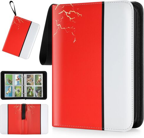 Trading Card Binder, 4 Pocket 400 Cards Holder with 50 Removable Sleeves Display Storage Collector Album Compatible with Pokemon Cards TCG Game Football Sports Cards in Kuwait