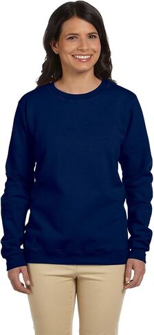Gildan Women's Heavy Blend Fleece Crewneck Sweatshirt, Navy, M in Saudi Arabia