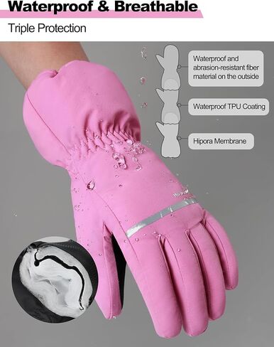 Kids Ski Gloves Waterproof Children Winter Warm Gloves 3M Thinsulate Snow Glove for Boys & Girls Skiing Snowboarding in Kuwait