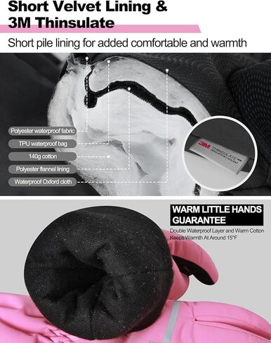 Kids Ski Gloves Waterproof Children Winter Warm Gloves 3M Thinsulate Snow Glove for Boys & Girls Skiing Snowboarding in Kuwait