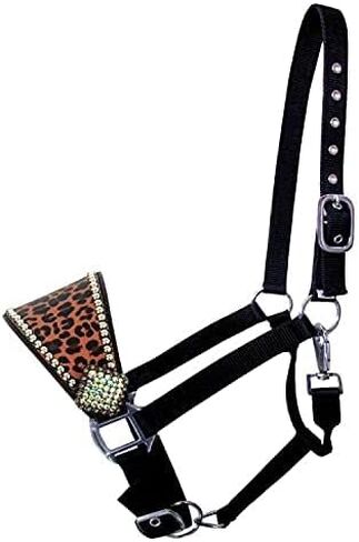 Showman Nylon Bronc Halter wCheetah Print Inlay, Average Full Size Horse in Saudi Arabia