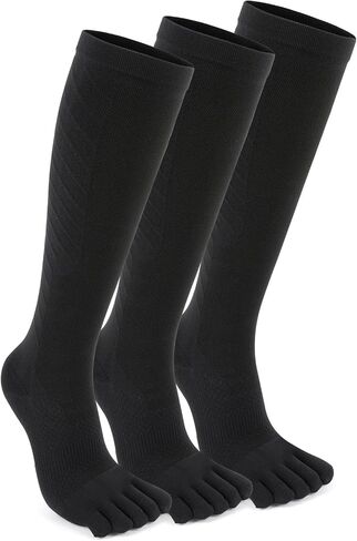 Compression Toe Socks for Men and Women 15-20mmHg, 3 Pairs, Knee High Five Finger Stockings in Saudi Arabia