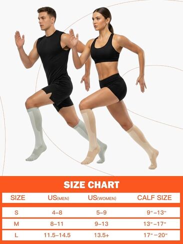 Compression Toe Socks for Men and Women 15-20mmHg, 3 Pairs, Knee High Five Finger Stockings in Saudi Arabia