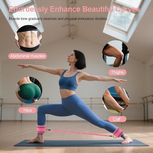 Adjustable Ankle Resistance Bands with Cuffs - 3-Level Booty Bands for Women, Home Gym Equipment for Glutes & Legs Workout, Pilates Yoga Accessories in Saudi Arabia