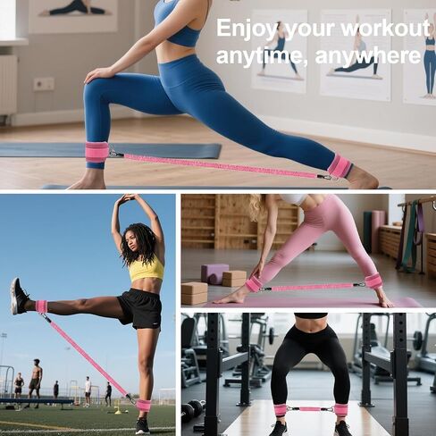 Adjustable Ankle Resistance Bands with Cuffs - 3-Level Booty Bands for Women, Home Gym Equipment for Glutes & Legs Workout, Pilates Yoga Accessories in Saudi Arabia