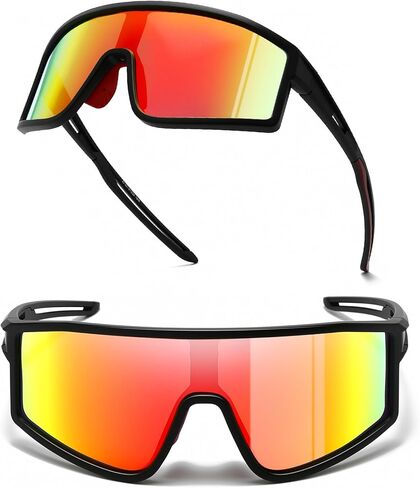 SUANGIT Polarized Cycling Sunglasses for Men Women Red Sports Running Bike Shades UV Protection Goggles in Saudi Arabia