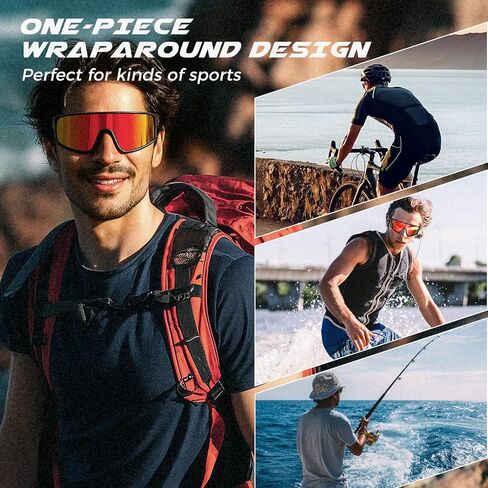 SUANGIT Polarized Cycling Sunglasses for Men Women Red Sports Running Bike Shades UV Protection Goggles in Saudi Arabia