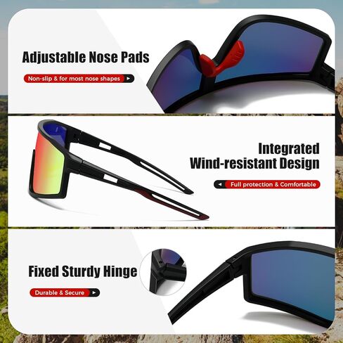 SUANGIT Polarized Cycling Sunglasses for Men Women Red Sports Running Bike Shades UV Protection Goggles in Saudi Arabia