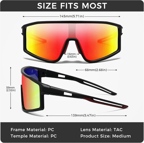 SUANGIT Polarized Cycling Sunglasses for Men Women Red Sports Running Bike Shades UV Protection Goggles in Saudi Arabia