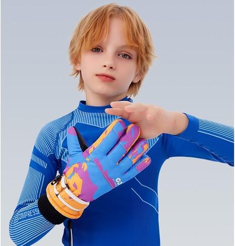 Boys Girls Ski Snow Gloves Waterproof Winter Insulated Thermal Kids Snowboard Gloves for Skiing Snowboarding Ice Skating Snow Sleds Extreme Cold Weather Ski Gear in Saudi Arabia