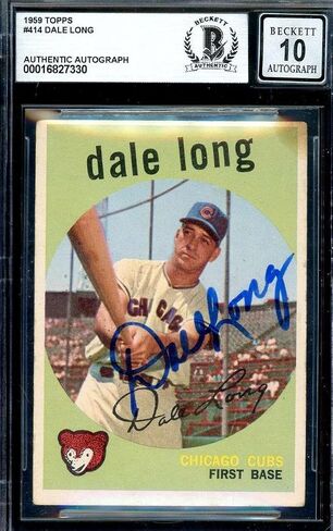 Dale Long Gem Mint 10 Beckett BAS موقعة 1959 Topps Autograph - بطاقات البيسبول الموقعة in Saudi Arabia