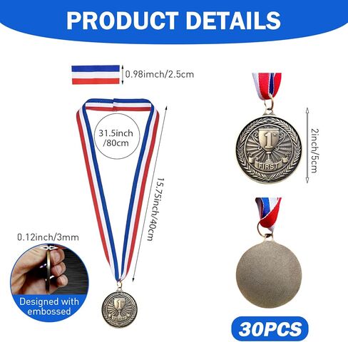 1st Place Award Medals, Gold First Place Medal Bulk, Winner Medals for Award for Sports, Competitions, Party, Spelling Bees, Olympic Style, 2 Inches in Kuwait
