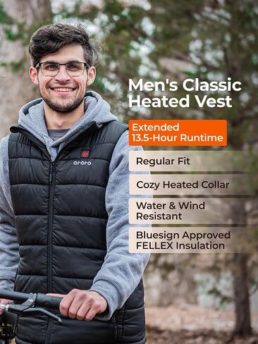 ORORO [Upgraded Battery] Men's Heated Vest, Up to 13.5 Hours of Warmth, Heating Vest with Heated Collar in Saudi Arabia
