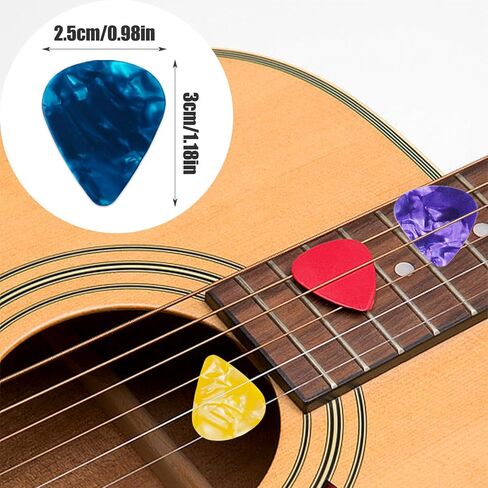 12 Pcs Guitar Pick Storage Box 4 Thickness (0.46mm, 0.71mm, 0.96mm, 1.2mm) Celluloid Picks Christmas Birthday Music Gifts Bass Electric Guitar Acoustic Guitar Ukulele (Color Random) in Saudi Arabia
