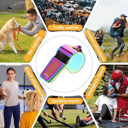 2 Pcs Stainless Steel Sports Whistle with Lanyard, Metal Coach Teacher Whistle, Colorful Backpack Whistle, Emergency Sports Whistle Suitable for, Coach, Referee, Emergency in Saudi Arabia