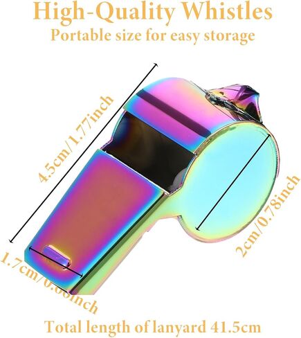 2 Pcs Stainless Steel Sports Whistle with Lanyard, Metal Coach Teacher Whistle, Colorful Backpack Whistle, Emergency Sports Whistle Suitable for, Coach, Referee, Emergency in Saudi Arabia