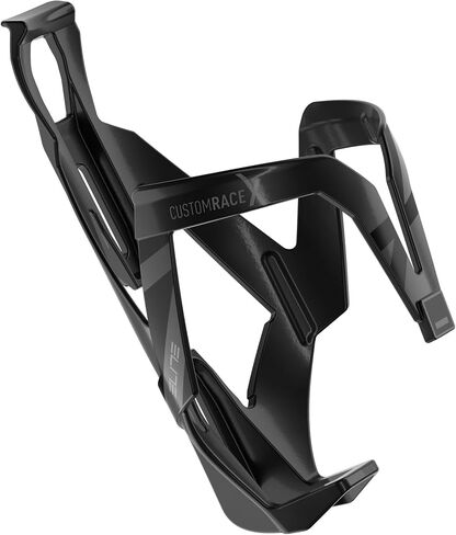 قفص زجاجات Elite Custom Race X - أسود لامع مع رسم أسود - حامل زجاجة مياه للدراجة خفيف الوزن وآمن ومتين in Kuwait