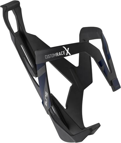 قفص زجاجات Elite Custom Race X - أسود لامع مع رسم أسود - حامل زجاجة مياه للدراجة خفيف الوزن وآمن ومتين in Kuwait
