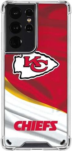 حافظة هاتف Skinit الشفافة متوافقة مع هاتف Galaxy S21 Ultra 5G - تصميم مرخص رسميًا من NFL Kansas City Chiefs in Saudi Arabia