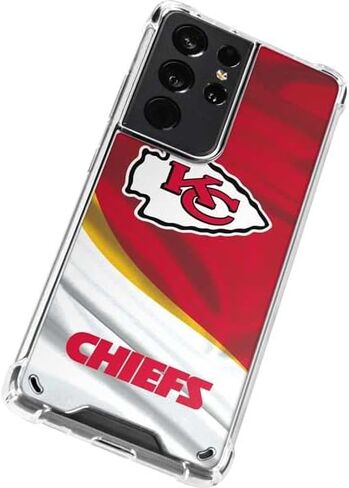 حافظة هاتف Skinit الشفافة متوافقة مع هاتف Galaxy S21 Ultra 5G - تصميم مرخص رسميًا من NFL Kansas City Chiefs in Saudi Arabia