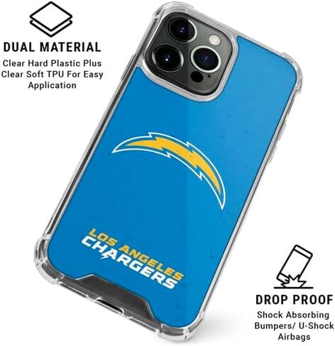 Skinit Clear Phone Case Compatible with iPhone 16 Pro - Officially Licensed NFL Los Angeles Chargers - Alternate Distressed Design in Saudi Arabia