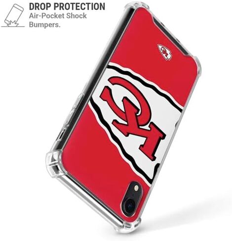 حافظة هاتف Skinit الشفافة متوافقة مع iPhone XR - تصميم شعار كبير مرخص رسميًا من NFL Kansas City Chiefs in Saudi Arabia