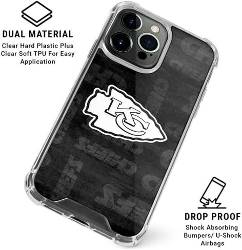 Skinit Clear Phone Case Compatible with iPhone 16 Pro Max - Officially Licensed NFL Kansas City Chiefs Black & White Design in Saudi Arabia