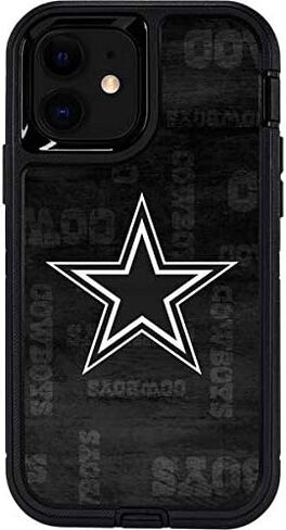 غلاف هاتف من Skinit متوافق مع حافظة OtterBox Defender Pro لهاتف iPhone 12 - تصميم أسود وأبيض مرخص رسميًا من NFL Dallas Cowboys in Saudi Arabia