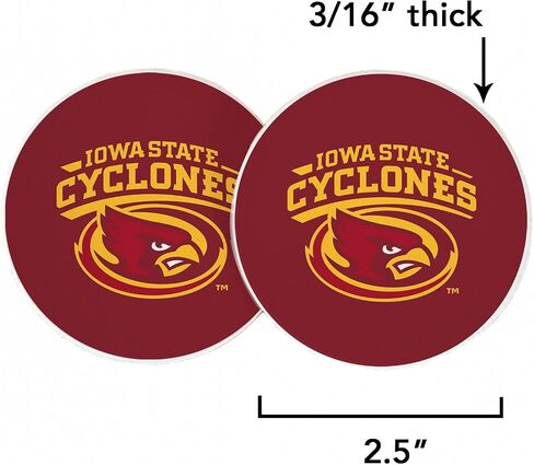 Desert Cactus Iowa State University Car Accessories ISU Cyclones Absorbent Sandstone Cup Coasters Licensed Product Set of 2 (Design A) in Saudi Arabia