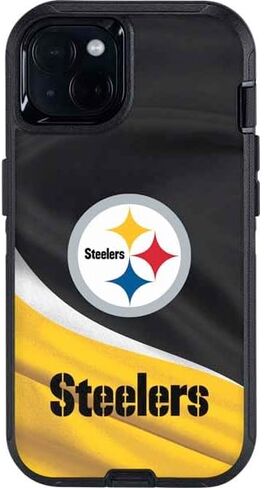 غلاف هاتف Skinit متوافق مع OtterBox Defender iPhone 15 Plus - تصميم مرخص رسميًا من NFL Pittsburgh Steelers in Saudi Arabia