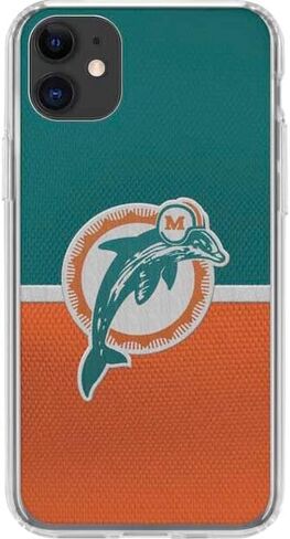حافظة هاتف Skinit الشفافة متوافقة مع iPhone 11 - تصميم كلاسيكي مرخص رسميًا من NFL Miami Dolphins in Saudi Arabia