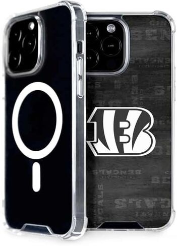 حافظة هاتف Skinit متوافقة مع MagSafe iPhone 15 Pro Max - تصميم أسود وأبيض مرخص رسميًا من NFL Cincinnati Bengals in Saudi Arabia
