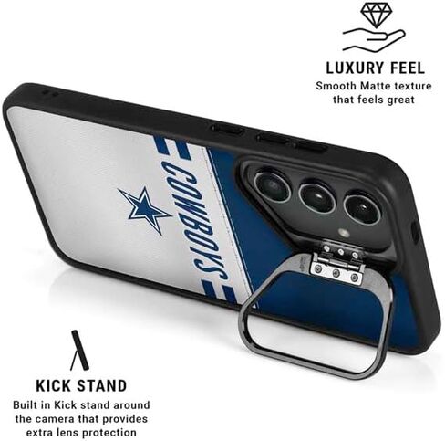 Skinit Kickstand Phone Case Compatible with Galaxy S24 Plus - Officially Licensed NFL Dallas Cowboys White Striped Design in Saudi Arabia